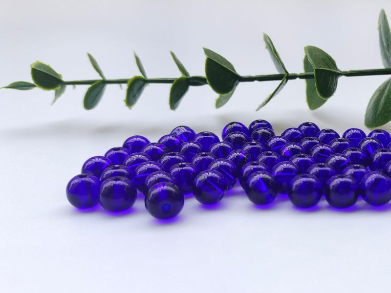 ABOKOY Glass Beads 8mm 100pcs Round Smooth Loose Beads for Bracelet Necklace Jewelry Making Craft DIY (8mm  50805 Dark Blue) - Image 3